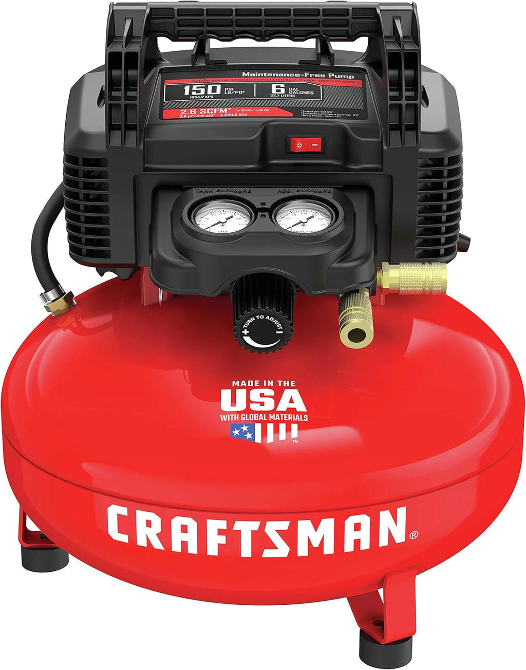 6 Gallon Oil-Free Pancake Air Compressor Kit - 150 PSI