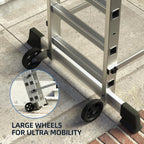 Foldable Multipurpose Scaffolding Ladder and Rolling Work Platform, Adjustable, 330-Lb. Capacity