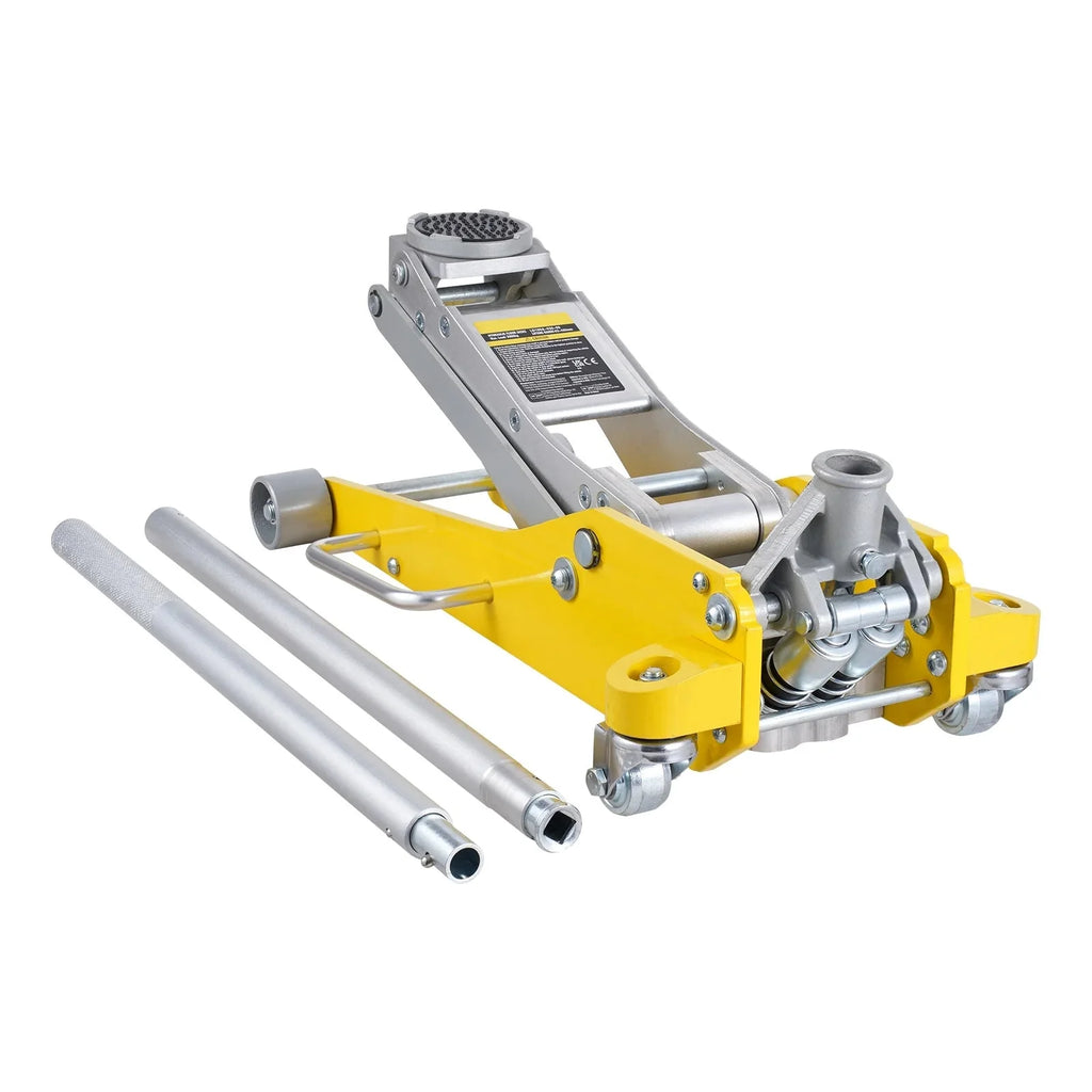 KFFKFF Low Profile Aluminum Floor Jack, 3 Ton Capacity, 3.7-18.3 Inch Lift Range, Dual Piston