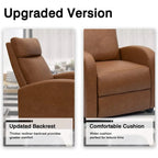 PU Leather Recliner Chair, Single Living Room Sofa Lounge Chair with Reclining Function