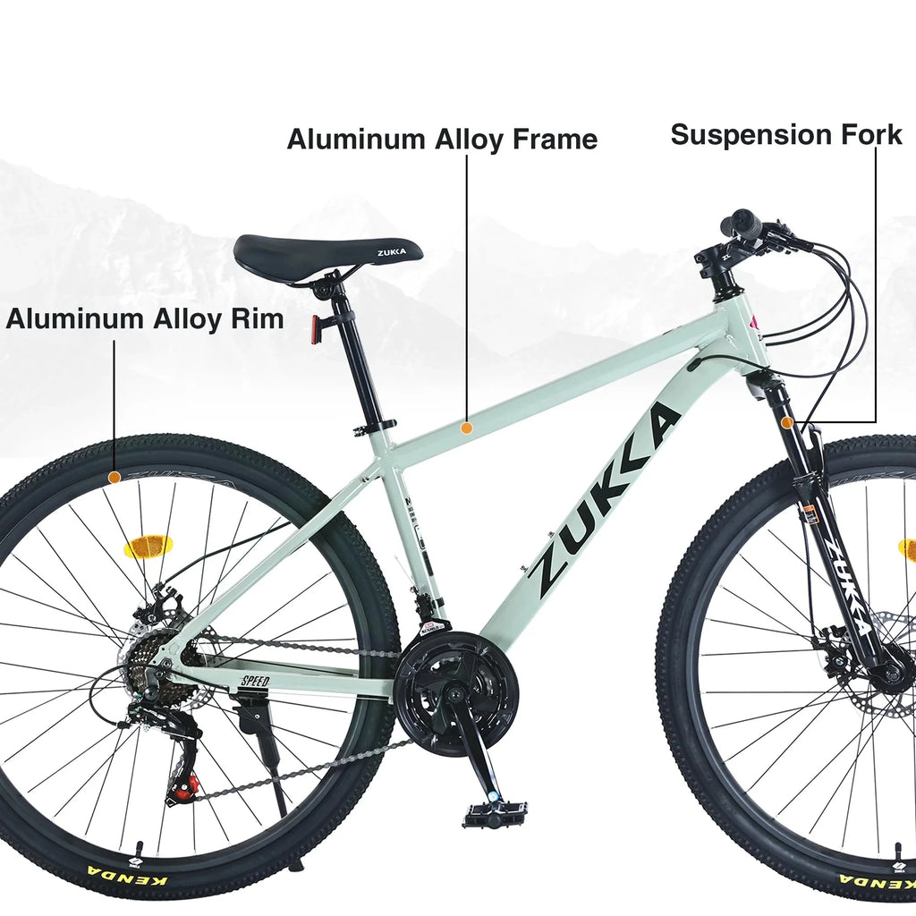 Men's 27.5 in Mountain Bike - 21-Speed Aluminum Alloy Frame, Front Suspension, Double Disc Brakes