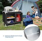 Treasual Portable Camping Kitchen Table, 48 Inch x 21.5 Inch, Windscreen And Storage Organizer