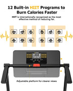 UREVO Folding Treadmill - 2.25HP, 12 HIIT Modes, 265 lbs Capacity, Yellow Or Red
