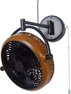 0-inch wall-mounted rotatable fan with foldable arm (honeycomb wood color)