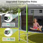 Trampoline With Enclosure Net And Adjustable Basketball Hoop - 8ft, 10ft, 12ft, 14ft, 15ft, 16ft