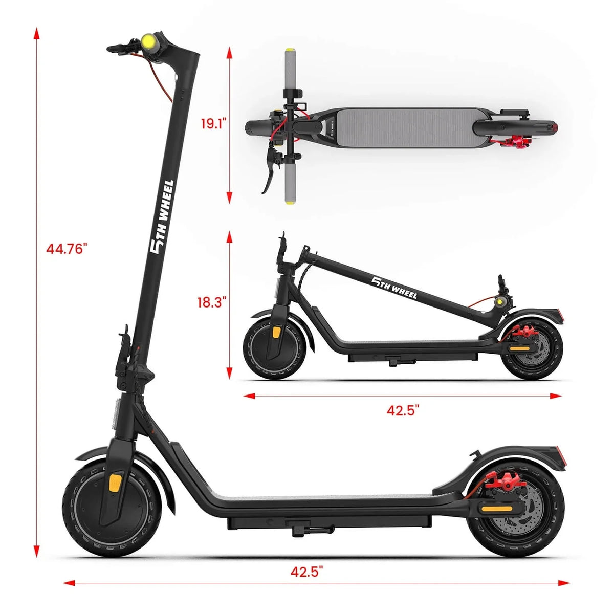 5TH WHEEL Electric Scooter With Turn Signals, 300W, 8.5 in Solid Tires, 18 mph, 12 Miles, Black - W16S