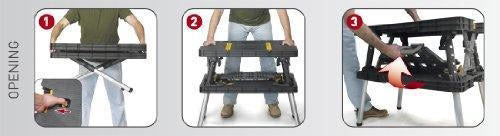 Keter Folding Work Table, 1000 lbs Capacity, Two 12 in Clamps, Black/Yellow - 197283