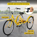 26-Inch 7-Speed Adult Tricycle With Front Basket And Shopping Rack