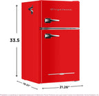 Retro 3.2 Cu Ft Mini Fridge with Freezer – 2-Door Compact Refrigerator with Side Bottle Opener