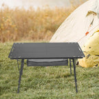 Miulika Folding Camping Table, Aluminum Alloy And PP, 103cm x 55cm, Adjustable Height 45cm-67cm - Black