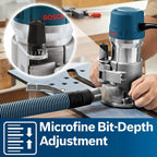 BOSCH Wood Router Tool Combo Kit, 12 Amp, 2.25 Horsepower - 1617EVSPK