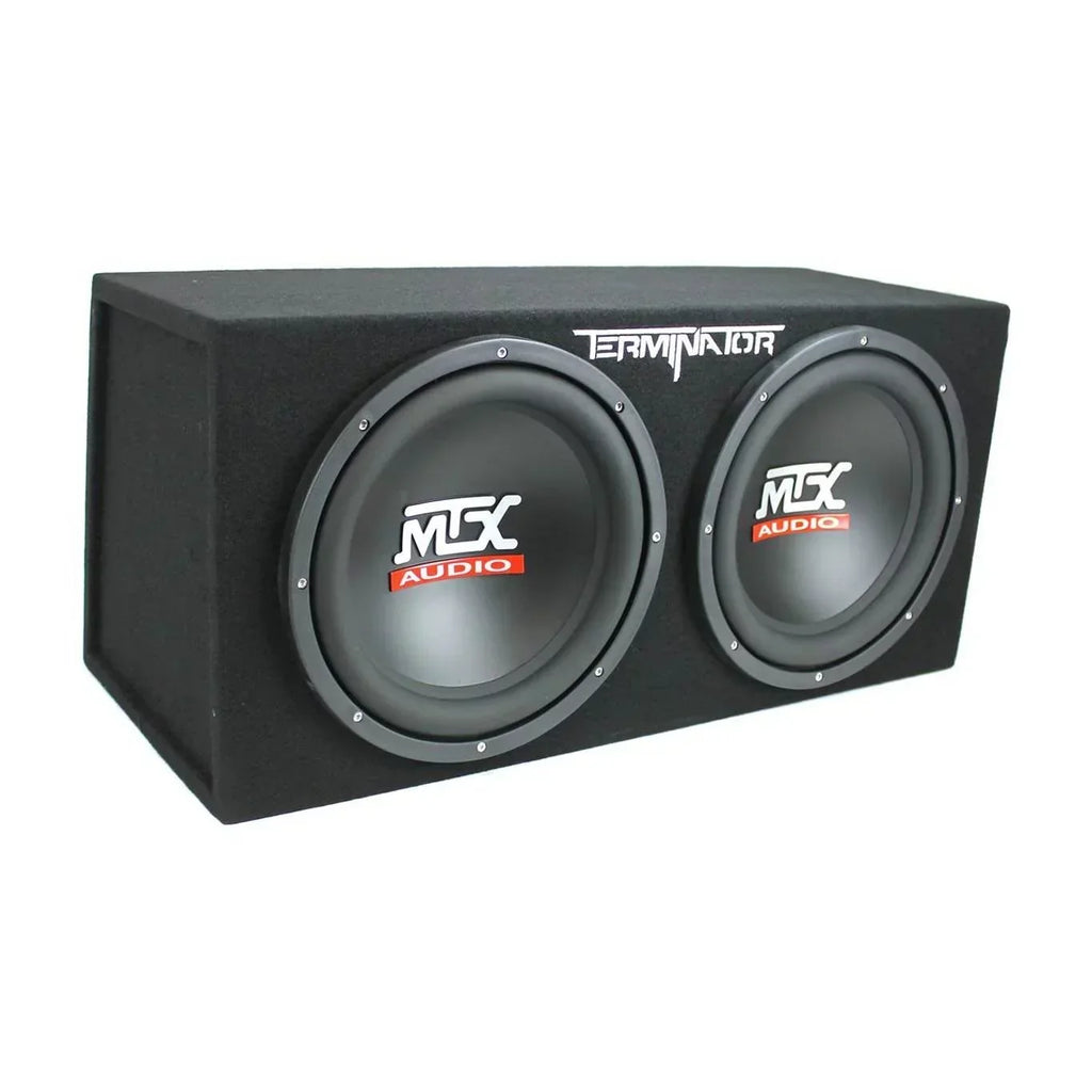MTX TNE212D 12-Inch Dual Loaded Subwoofer Enclosure 2-Pack With Planet Audio AC1500.1 Amplifiers 2-Pack And Soundstorm AKS8 Wiring Kit