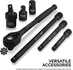 02448A 1/2" Drive Master Impact Socket Set, 65 Piece, Standard SAE (3/8"-1-1/4") & Metric (10-24 mm) Sizes, Deep & Shallow Kit, Includes Adapters & Ratchet Handle