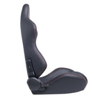 Racing Seats With Double Slider, PVC And Suade Material, Black - Set Of 2 Pieces
