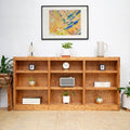 Triple Wide Wood Bookcase, 9 Shelf 36 Inch Tall Bookshelf for Home, Office and Display Storage