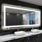 Extra Large LED Lighted Bathroom Mirror, Anti-Fog Wall Mounted Vanity Mirror with 3 Colors