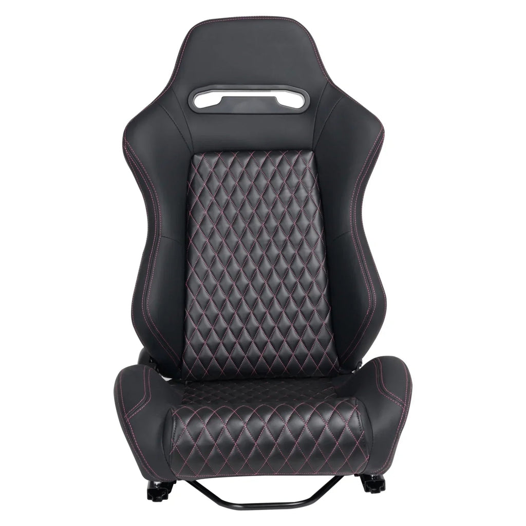 Racing Seats, PVC With Suede Material, Double Slider Design, Black - 2 Pieces