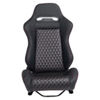 Racing Seats, PVC With Suede Material, Double Slider Design, Black - 2 Pieces