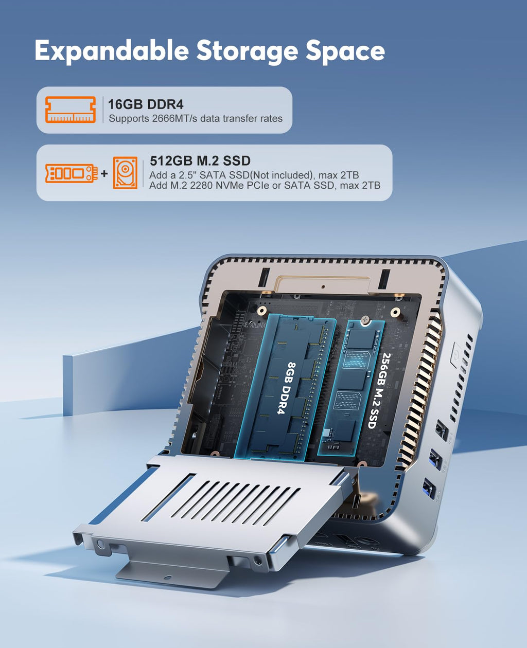 Mini PC, 16GB RAM, 512GB M.2 SSD, Compact Mini Computer for Home, Office and Everyday Computing