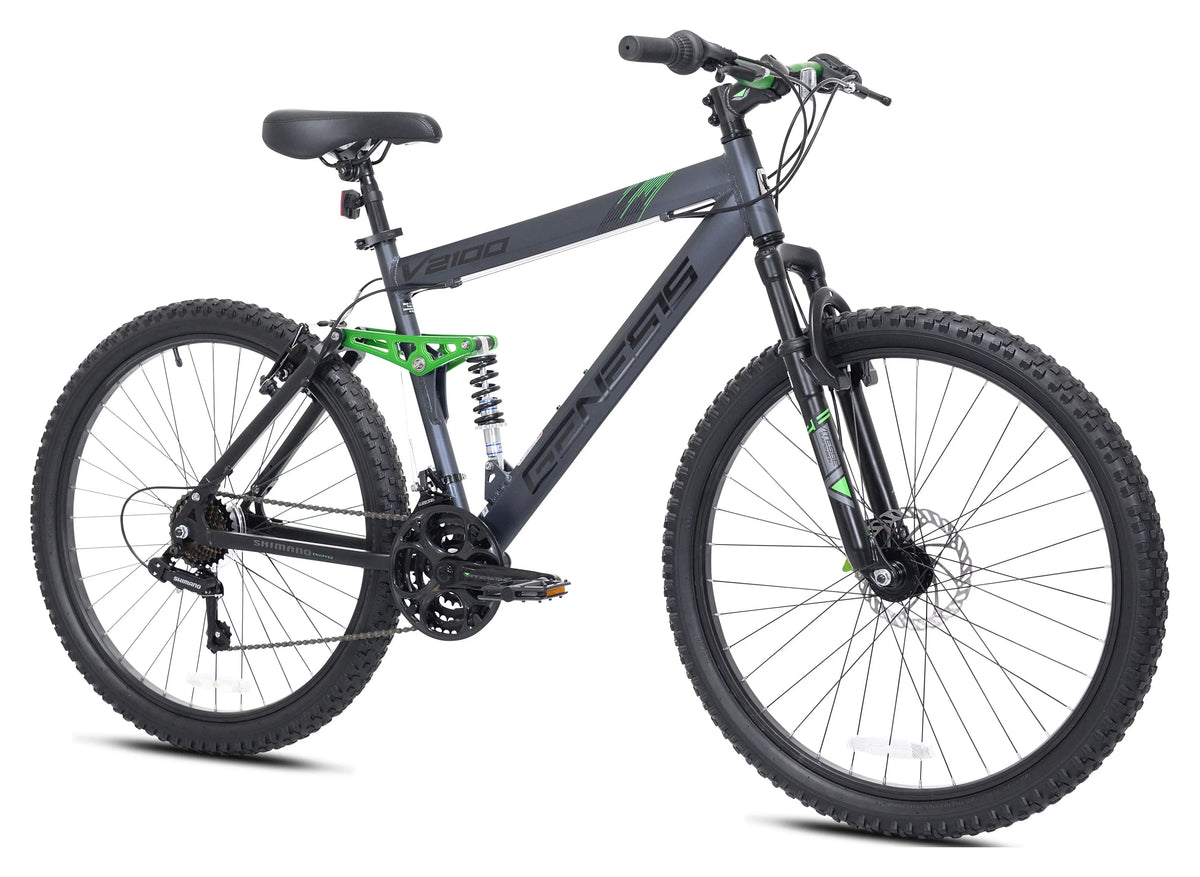 Genesis V2100 Men's Dual Suspension Mountain Bike, 26in, Slate Gray