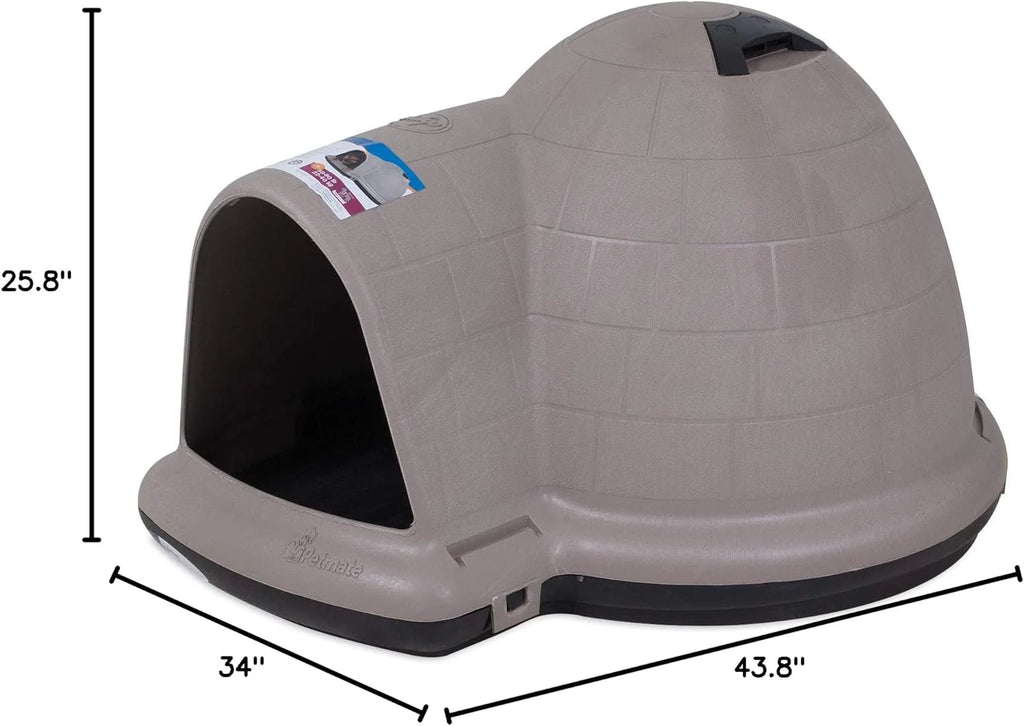 XL Igloo Dog House for Dogs 90-125 Lbs., All-Weather Pet Shelter, Made in USA