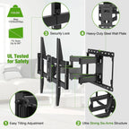 TV Wall Mount for Most 42-86 Inch Flat Screen TVs, 132 lbs - Full-Motion Swivel Tilt Bracket