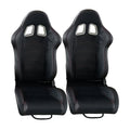PVC Single Adjuster Double Track Racing Seats, Black - Pair