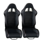 PVC Single Adjuster Double Track Racing Seats, Black - Pair