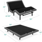 Ergonomic Twin XL Size Adjustable Bed Frame, Electric Base w/Wireless Remote Control, Nightlight, Massager, 2 USB Ports