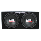 MTX TNE212D 12-Inch Subwoofer Enclosures 2-Pack With Planet Audio AC1500.1 Amplifiers 2-Pack And Soundstorm AKS8 Amp Wire Kit