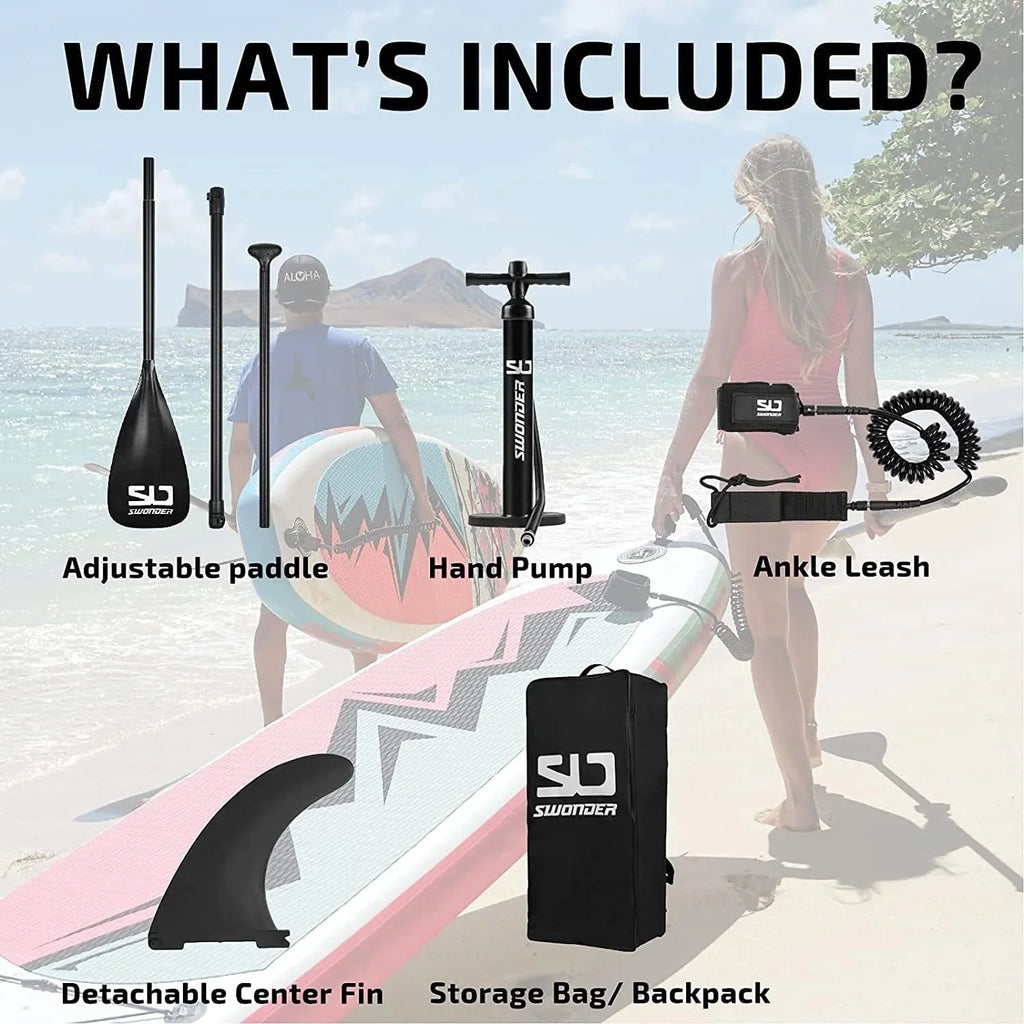 Swonder Inflatable Stand Up Paddle Board 10' x 32" x 6" - Paddle, Pump, Leash And Backpack