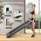 2-in-1 Folding Electric Treadmill, 2.25 HP, Under-Desk, with Dual Display and Smart App Control