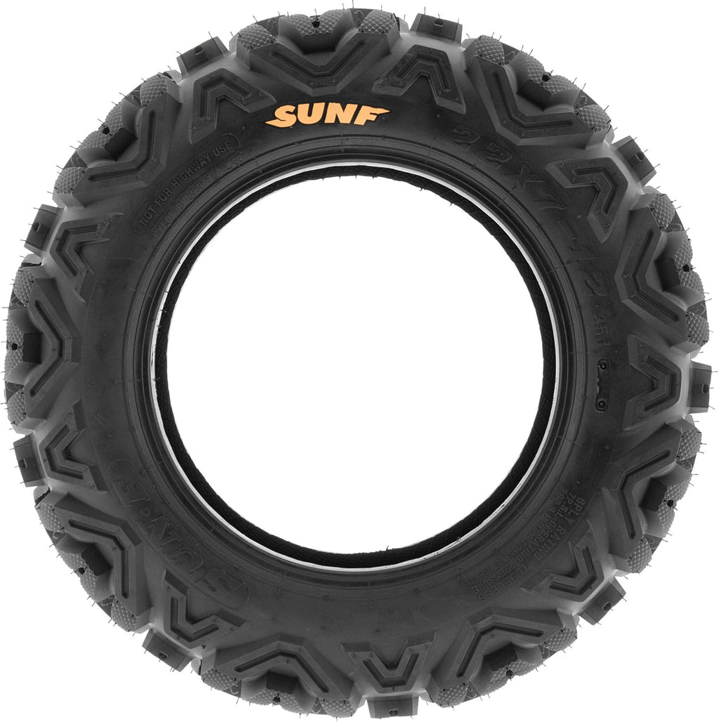 ATV UTV All-Terrain Tires Set of 4, 25X8-12 Front & 25X10-12 Rear Off-Road Replacement Tires