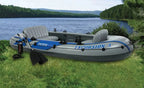 Intex Excursion 4 Inflatable Raft Set With 2 Transom Mount 8 Speed Trolling Motors