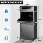 Gaonala Steel Package Delivery Box 19.6x14.4x44.9in Lockable Weather-Resistant Black