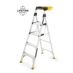 Gorilla Ladders Aluminum Dual Platform Ladder With Project Bucket, 5.5 Ft, 300 Lb Capacity