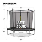 MARNUR Kids' Trampoline 8 ft With Enclosure Net, Ladder And Wind Stakes - 330 lbs Weight Capacity