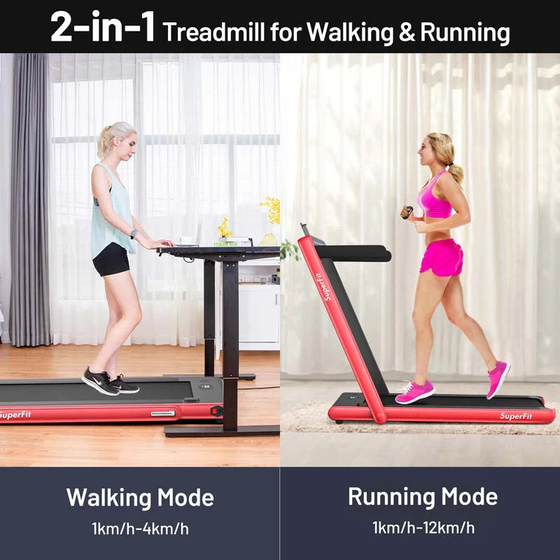 2-in-1 Folding Electric Treadmill, 2.25 HP, Under-Desk, with Dual Display and Smart App Control