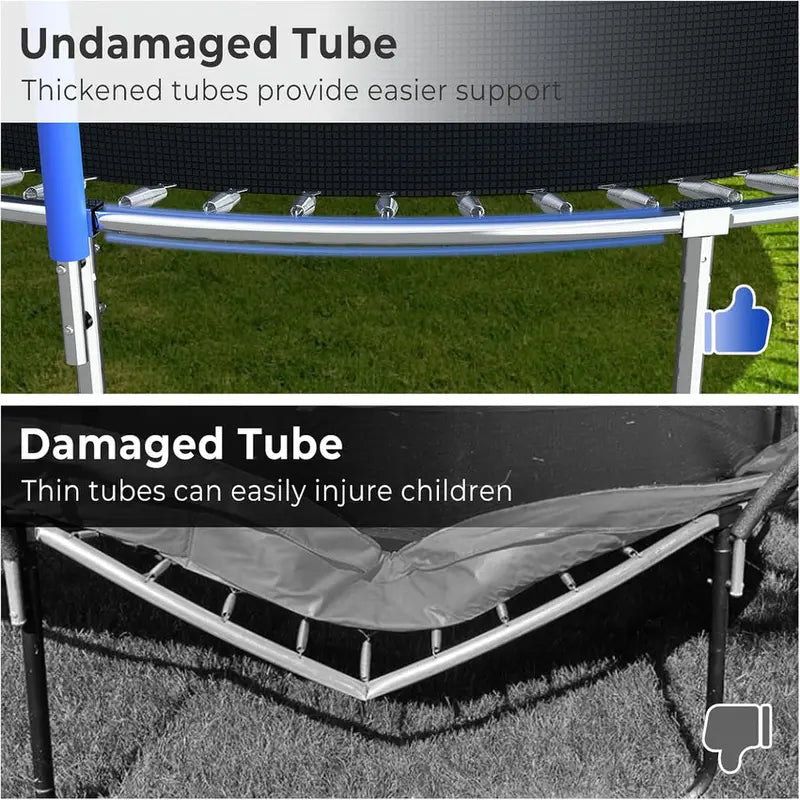 Trampoline With Enclosure Net And Adjustable Basketball Hoop - 8ft, 10ft, 12ft, 14ft, 15ft, 16ft