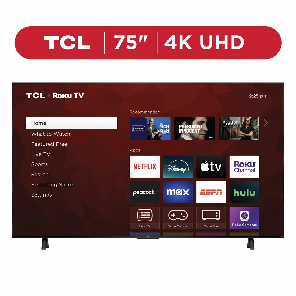 TCL 75 inch 4-Series 4K UHD HDR Roku Smart TV With Voice Control And AirPlay