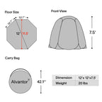 Alvantor Screen House Camping Instant Canopy 12 ft x 12 ft - Beige