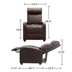 PU Leather Recliner Chair, Single Living Room Sofa Lounge Chair with Reclining Function