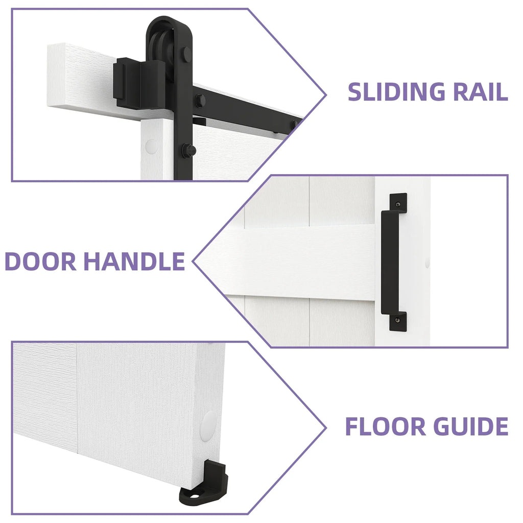 Uforic Sliding Barn Door With Hardware Kit, 48 x 84 in, Gray