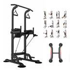 PROHIKER Power Tower Dip Station With Backrest And Resistance Band, Black
