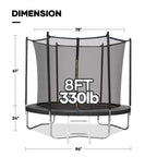 Maxkare 8 Ft Trampoline With Enclosure And Ladder, 264 LBS Capacity