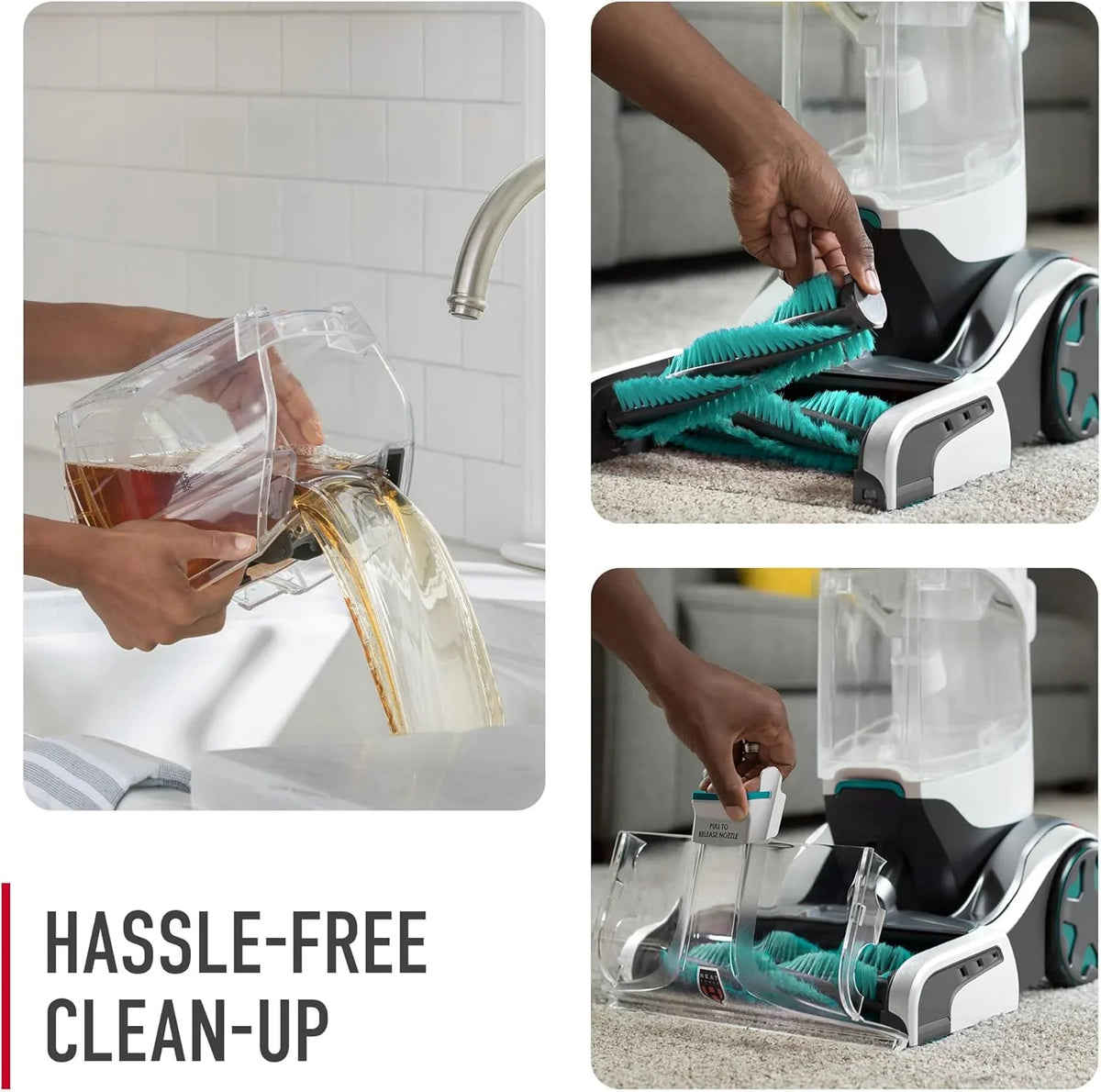 Hoover SmartWash+ Automatic Carpet Cleaner Machine, for Carpet and Upholstery, Deep Cleaning Carpet Shampooer, Carpet Deodorizer and Pet Stain Remover FH52000, Turquoise