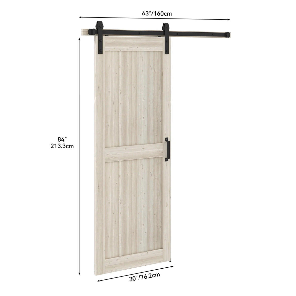 Uforic Sliding Barn Door With Hardware Kit, 48 x 84 in, Gray