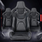 VEHITO Ergonomic Sport Racing Seats, 1 Pair, Orange Black, PVC - Adjustable Double Slides