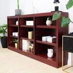 Triple Wide Wood Bookcase, 9 Shelf 36 Inch Tall Bookshelf for Home, Office and Display Storage
