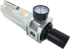 NPT Compressed Air In-Line Filter Regulator Combo, Metal Bowl, 5 Micron, 7 To 175 PSI - Auto Drain